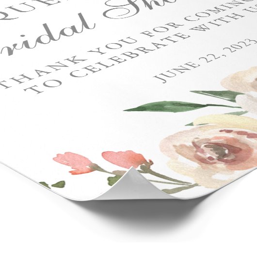 エレガントな ブッシュピンクの芍薬の花の ブライダルシャワー ポスター (角)