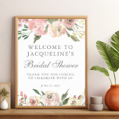 エレガントな ブッシュピンクの芍薬の花の ブライダルシャワー ポスター