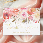 エレガントな ブッシュピンクの花のウェディングシャワーお礼メッセージカード ポストカード