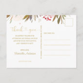 エレガントな ブッシュピンクの花のウェディングシャワーお礼メッセージカード ポストカード (裏面)