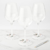 エレガントな ブッシュピンクの花のウェディングシャワーギフト ワイングラスタグ (セット)