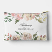 エレガントな ブッシュピンクの花のデザインをした、オーダーメイドのブライズメイドギフト アクセサリーポーチ (裏面)