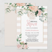 エレガントな ブッシュピンクの花のハイドランジアの ブライダルシャワー 招待状 (正面/裏面)