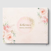 エレガントな ブッシュピンクの花のローズ ゴールドのウェディングシャワー ゲストブック (裏面)