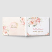 エレガントな ブッシュピンクの花のローズ ゴールドのウェディングシャワー ゲストブック (全面)