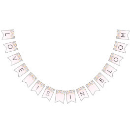 エレガントな ブッシュピンクの ブライダルシャワー バンティングフラッグ