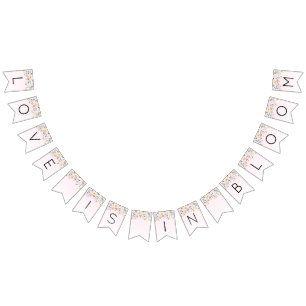 エレガントな ブッシュピンクの ブライダルシャワー バンティングフラッグ