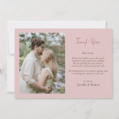 エレガントな ブッシュピンクの 牡丹の花の写真 ウェディング サンキューカード (裏面)