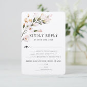 エレガントな ブッシュピンク ウォーターカラー フラワー ご飯の選択 出欠カード (スタンド正面)