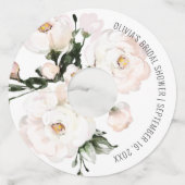 エレガントな ブッシュピンク フラワー ブライダルシャワー ギフト ワイングラスタグ (正面)