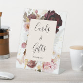 エレガントな ブッシュピンク フラワー ブライダルシャワー 台座サイン (インサイチュ)