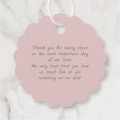 エレガントな ブッシュ ピンク ピオニー フラワーの感謝を表すウェディング ファバー フェイバータグ (裏面)