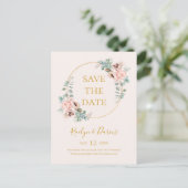 エレガントな ブッシュ フラワーパステル セーブ・ザ・デート ポストカード (スタンド正面)