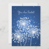 エレガントな ブライダルシャワーのサマー スパークル サファイアブルー 招待状 (裏面)