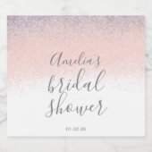 エレガントな ブライダルシャワーの偽オンブレ グリッター ピンク リキュールボトルラベル (シングルラベル)