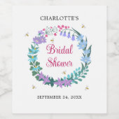 エレガントな ブライダルシャワーの花の野の花の花輪 ワインラベル (シングルラベル)