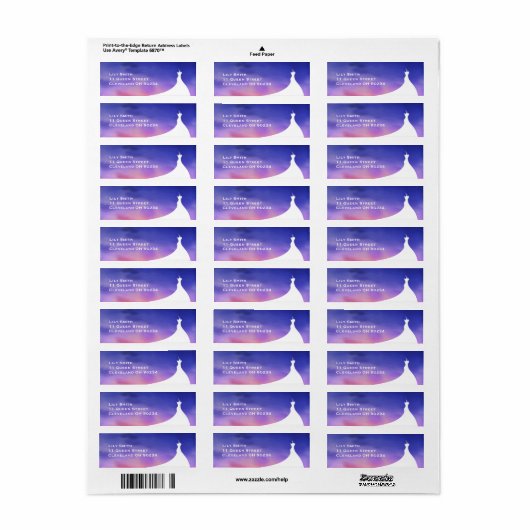 エレガントな ブライダルシャワーパープル ウォーターカラー ラベル (フルシート)