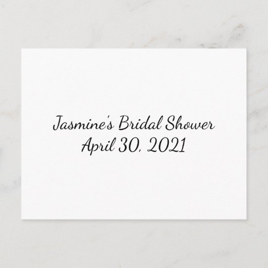 エレガントな ブライダルシャワービンゴカードゲーム ポストカード (裏面)