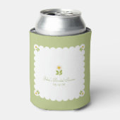 エレガントな ブライダルシャワー サーグリーン デイジー かわいい 缶クーラー (缶正面)