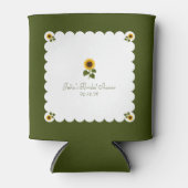 エレガントな ブライダルシャワー ラスティック ヒマワリ オリーブグリーン 缶クーラー (正面)