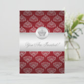 エレガントな ブライダルシャワー ロイヤルクラウン レッド 招待状 (スタンド正面)
