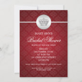 エレガントな ブライダルシャワー ロイヤルクラウン レッド 招待状 (裏面)
