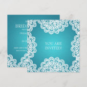 エレガントな ブライダルシャワー ヴィンテージ ライラック ブルー 招待状 (正面/裏面)