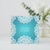 エレガントな ブライダルシャワー ヴィンテージ ライラック ブルー 招待状 (スタンド正面)