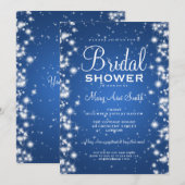 エレガントな ブライダルシャワー 冬の輝き 青 招待状 (正面/裏面)