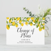 エレガントな ブライダルシャワー 変更のお知らせ レモン 招待状 (スタンド正面)