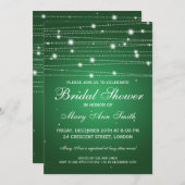 エレガントな ブライダルシャワー 輝くライン エメラルド 招待状 (正面/裏面)