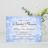 エレガントな ブライダルシャワー 青い冬の不思議な世界 招待状 (スタンド正面)