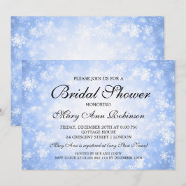 エレガントな ブライダルシャワー 青い冬の不思議な世界 招待状