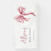 エレガントな ブラッシュピンクの リボン ウェディングシャワー 横断幕 (縦)