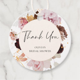 エレガントな ブラッシュピンク フラワー ブライダルシャワー サンクスギフト フェイバータグ
