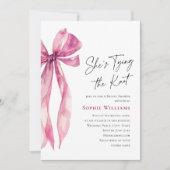 エレガントな ブラッシュピンク 手描きリボン ウェディングシャワー 招待状 (正面)