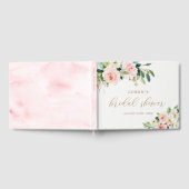 エレガントな ブラッシュ ウォーターカラー フラワーブライダルシャワー ゲストブック (全面)