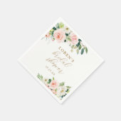 エレガントな ブラッシュ ウォーターカラー フラワーブライダルシャワー スタンダードカクテルナプキン (角)