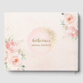 エレガントな ブ ラッシュピンクの花のローズ ゴールドのウェディングシャワー ゲストブック (裏面)