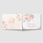 エレガントな ブ ラッシュピンクの花のローズ ゴールドのウェディングシャワー ゲストブック (全面)