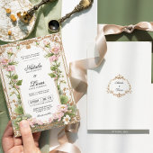 エレガントな ブ ラッシュピンク ゴールド蓮の花 ウェディング 招待状