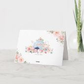 エレガントな ブ ラッシュピンク フラワー ハイティーパーティー ブライダル サンキューカード (裏面)