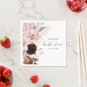 エレガントな ブ ラッシュピンク フラワー ブライダルシャワー スタンダードカクテルナプキン (インサイチュ)