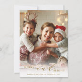 エレガントな メリー アンド ブライト ゴールド スクリプト フォト シーズンカード (正面)