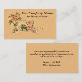 エレガントな、ヴィンテージの友人の花柄及び鳥 名刺 (正面/裏面)