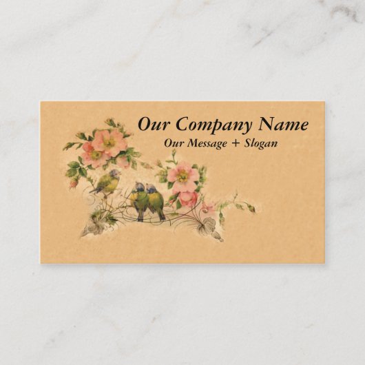 エレガントな、ヴィンテージの友人の花柄及び鳥 名刺 (正面)