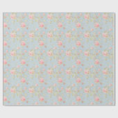 、エレガントな、ヴィンテージピンク淡いブルー、バラパターン ラッピングペーパー (フラット)