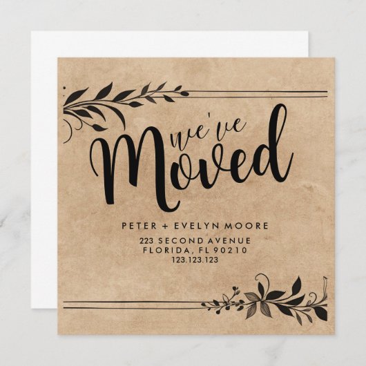 エレガントな 住所変更のお知らせ ご転居のご案内 案内状 (正面/裏面)