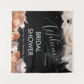 エレガントな 夢のような オレンジ インクの ブライダル シャワー ウェルカム タペストリー (正面(横))