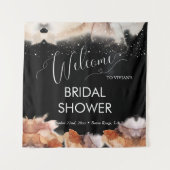 エレガントな 夢のような オレンジ インクの ブライダル シャワー ウェルカム タペストリー (正面)